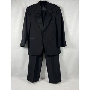 Gianelli 2PC Tuxedo Suit Men's 38S Black Wool Blend Blazer 2 Buttons